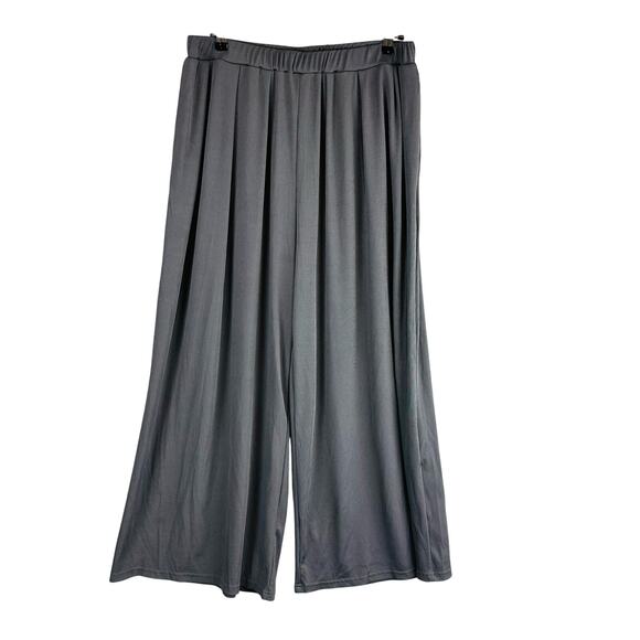 Cider Womans Sz 1XL Pants Wide Leg Ribbed Grey Pull On Comfort Waist Stretch - Picture 1 of 8